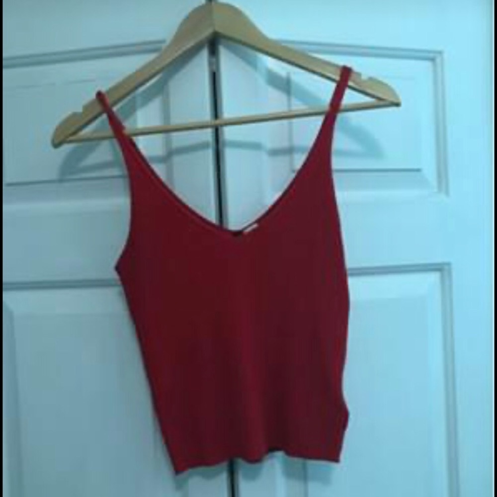 Red Ribbed Tank Top